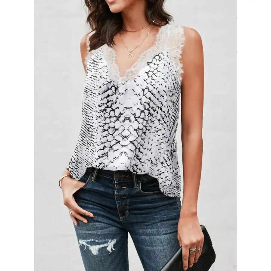 Soft Lace Detail V Neck Tank