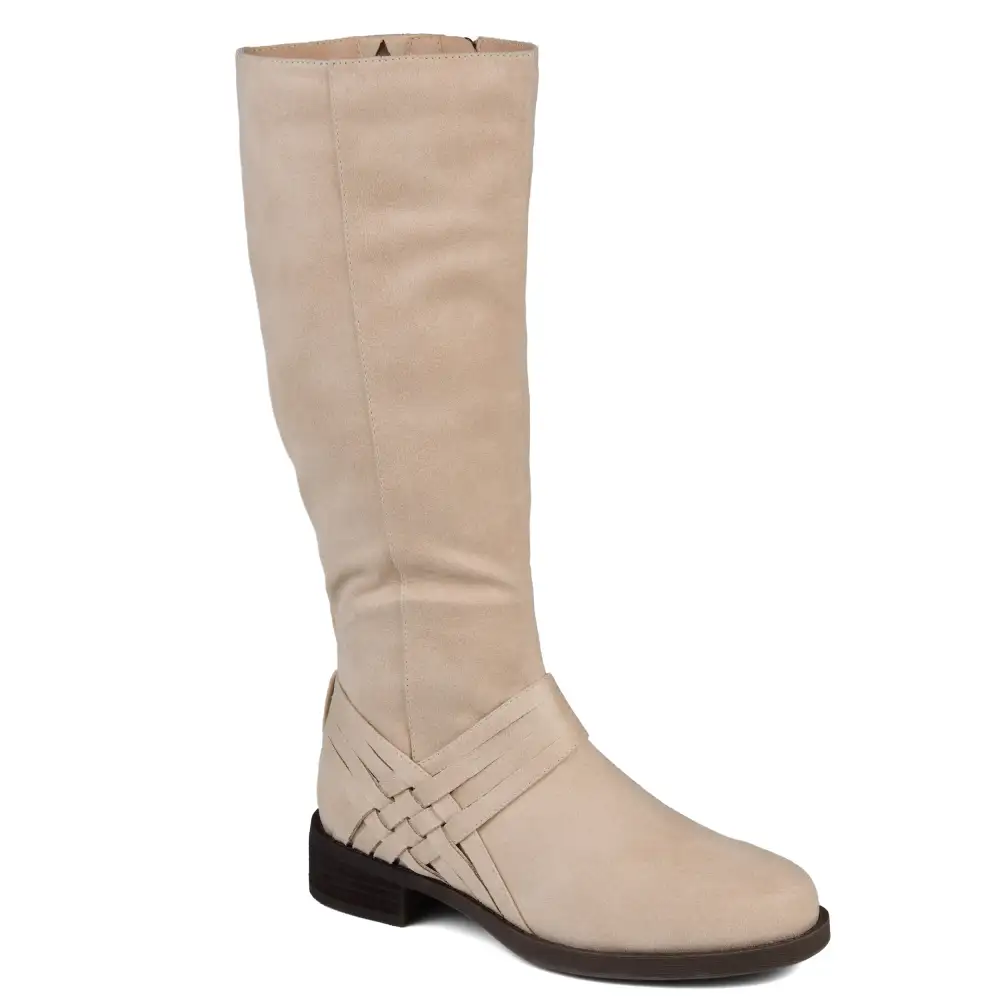 Woven Detail Wide Calf Riding Boots