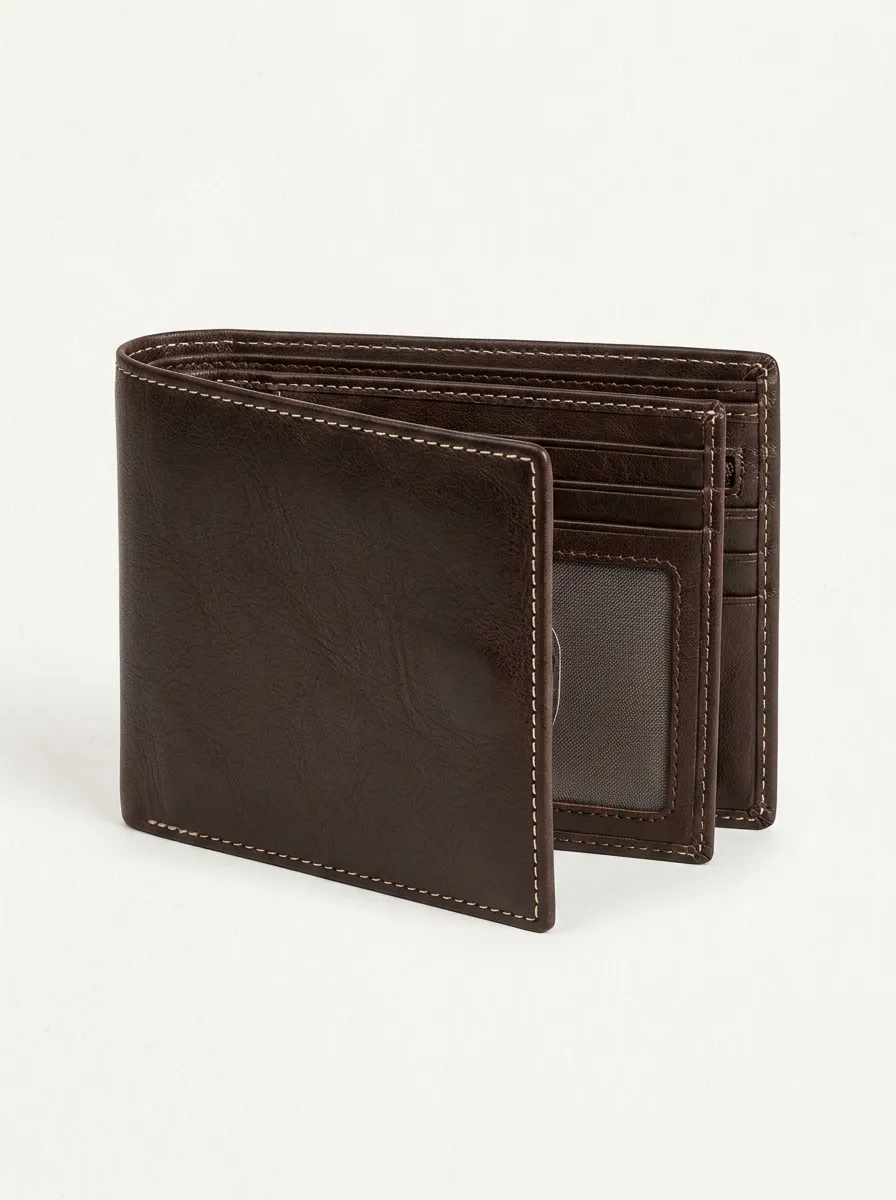 Men's Classic Minimalist Brown Leather Bifold Wallet