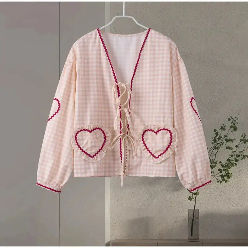 Gingham Tie Front Blouse