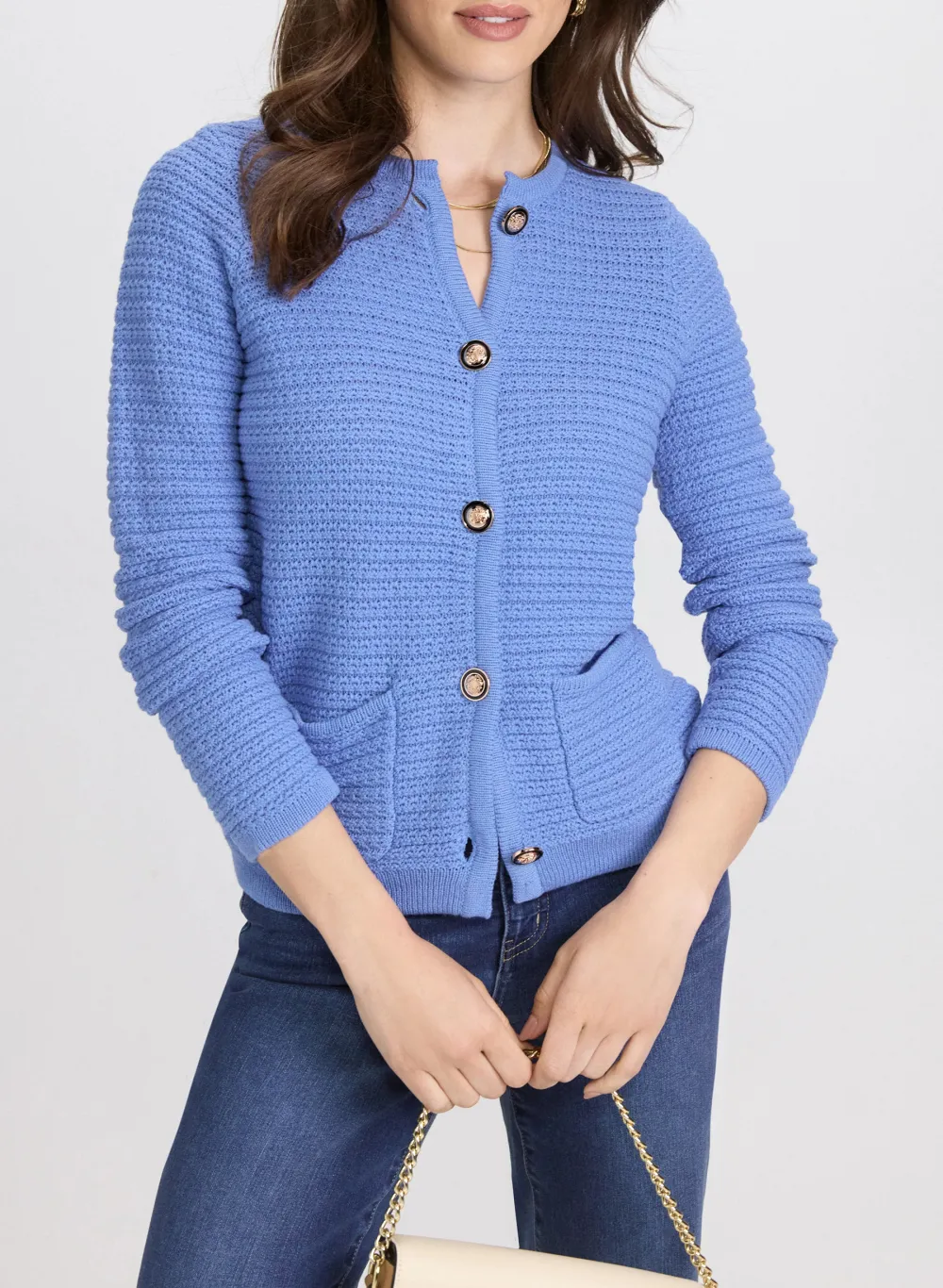 Red Textured Knit Cardigan