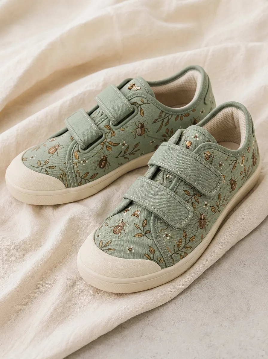 Women's Refined Botanical Beetle Nature Lover Patterned Canvas Shoes