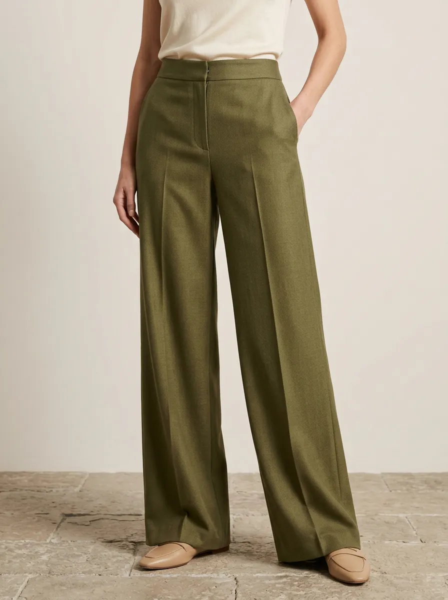 High-Waist Minimal Women's Wide-Leg Trousers