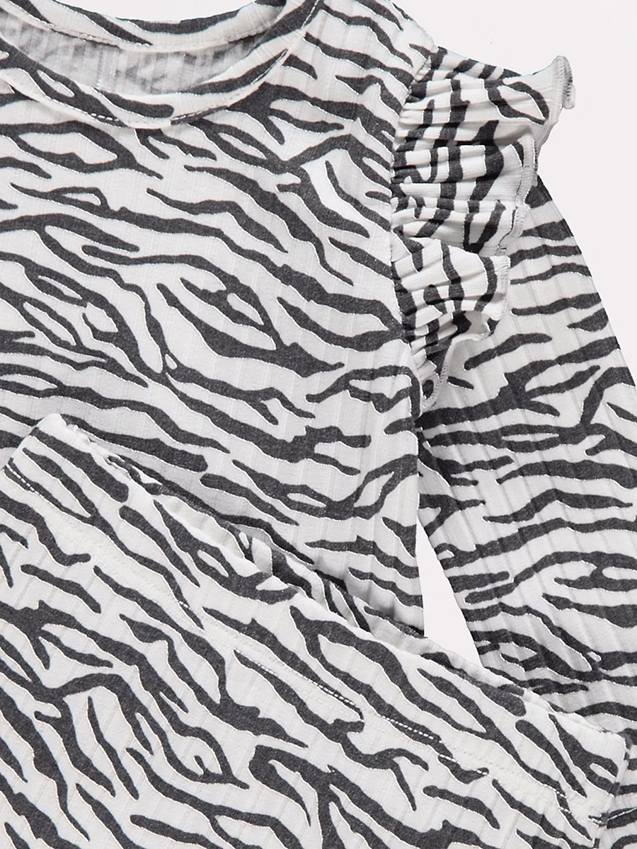 Zebra Ribbed Long Sleeve Top and Leggings Outfit detail 1