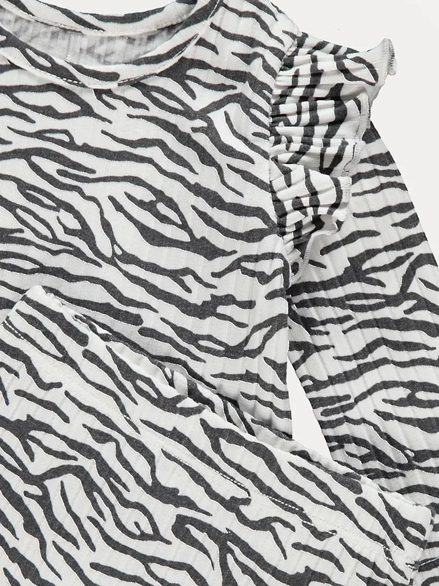 Zebra Ribbed Long Sleeve Top and Leggings Outfit