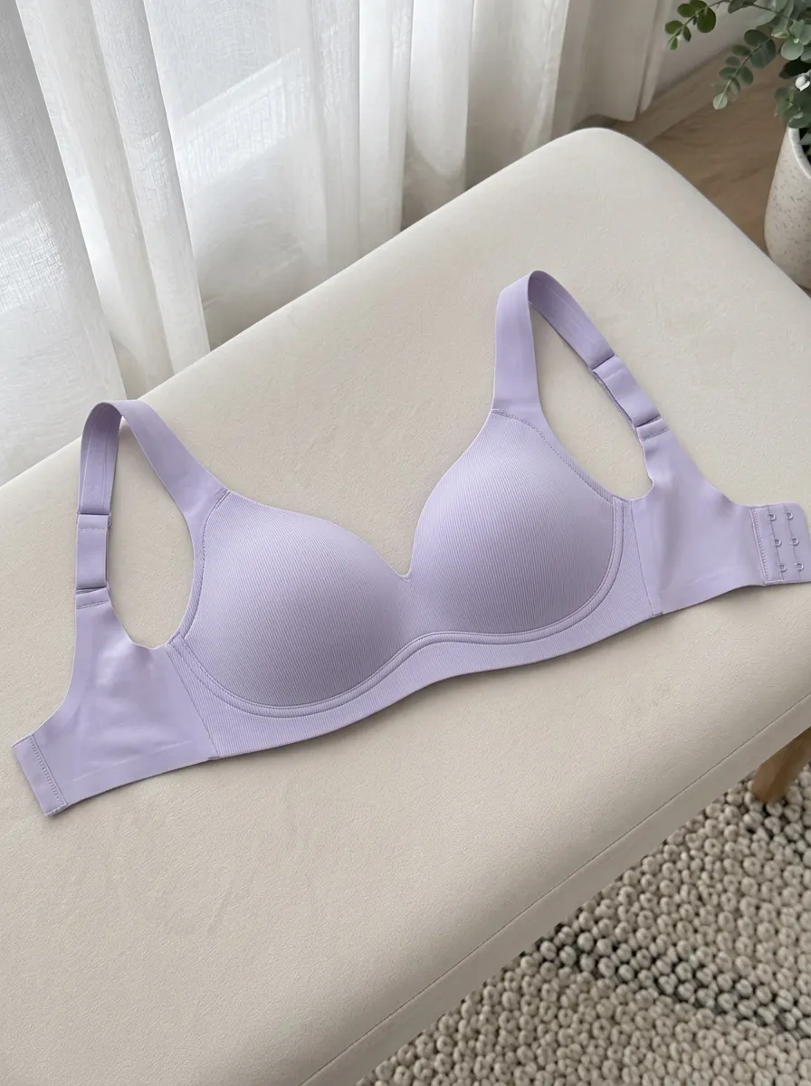Women's Ribbed Seamless Padded Adjustable Strap Everyday Essential Bra