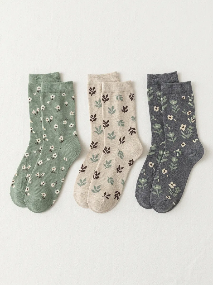 Women's Nature Floral Crew Sock Set