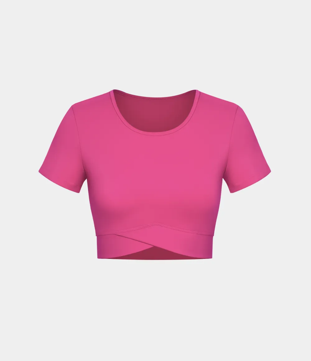 Softlyzero Plush Crossover Hem Cropped Sports Top