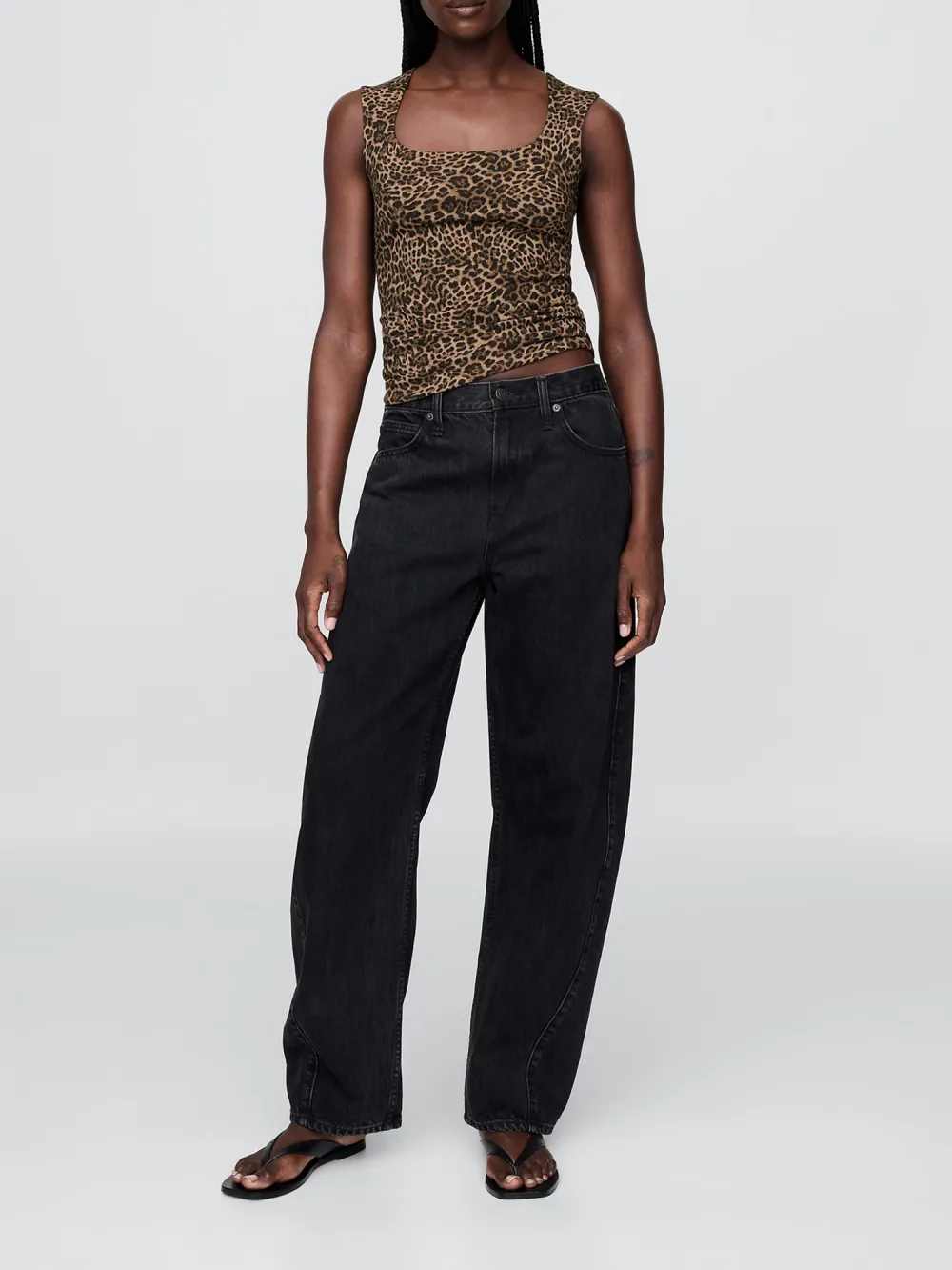 Leopard Print Square Neck Vest