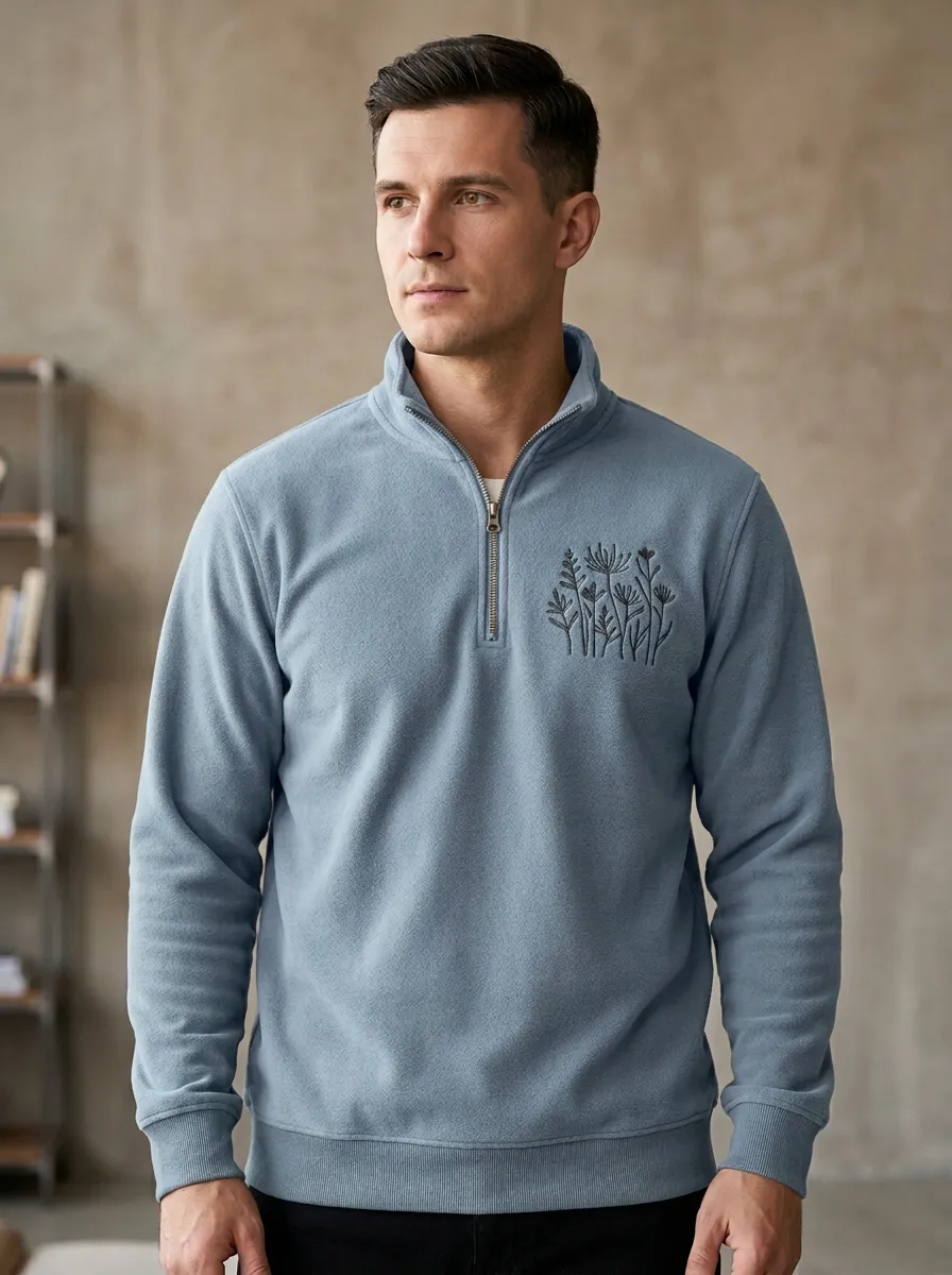 Half-Zip Embroidered Men's Half-Zip Sweatshirt