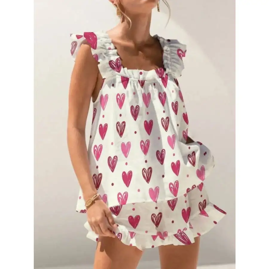 Ruffled Striped Tank and Shorts Set