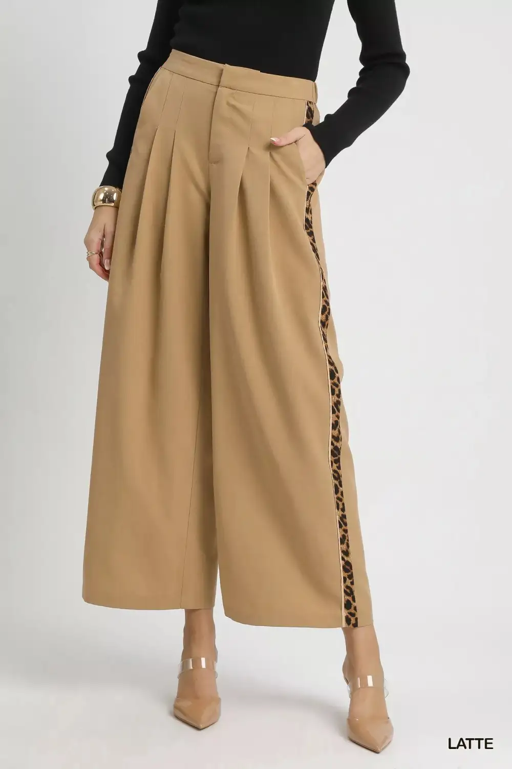Wide Leg Pleated Pocketed Pants