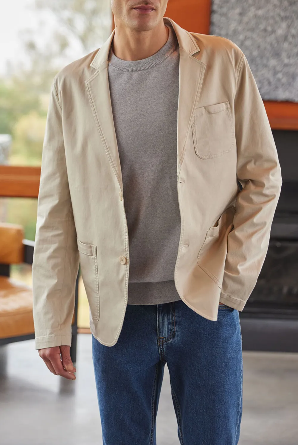 Stone Cotton Blazer