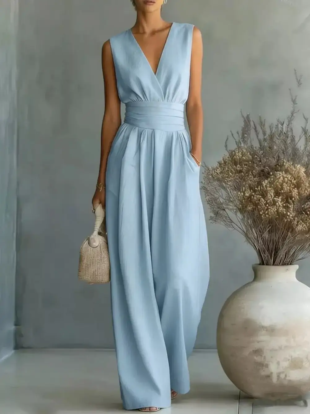 Plus Size Sleeveless Wide Leg Jumpsuit