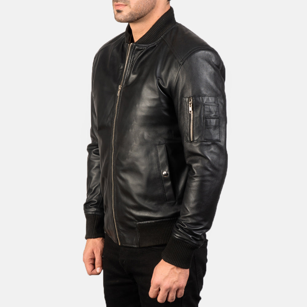 Men's Refined Bomber Leather Jacket