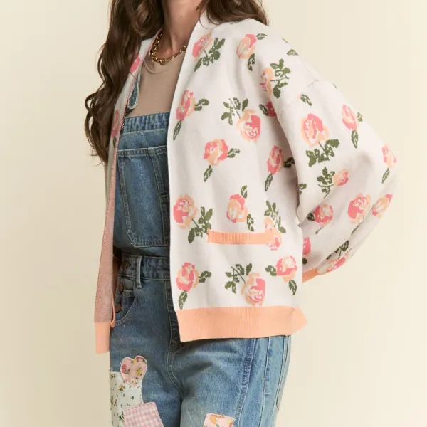 Classic Open Front Chunky Knit Dropped Shoulder Cardigan