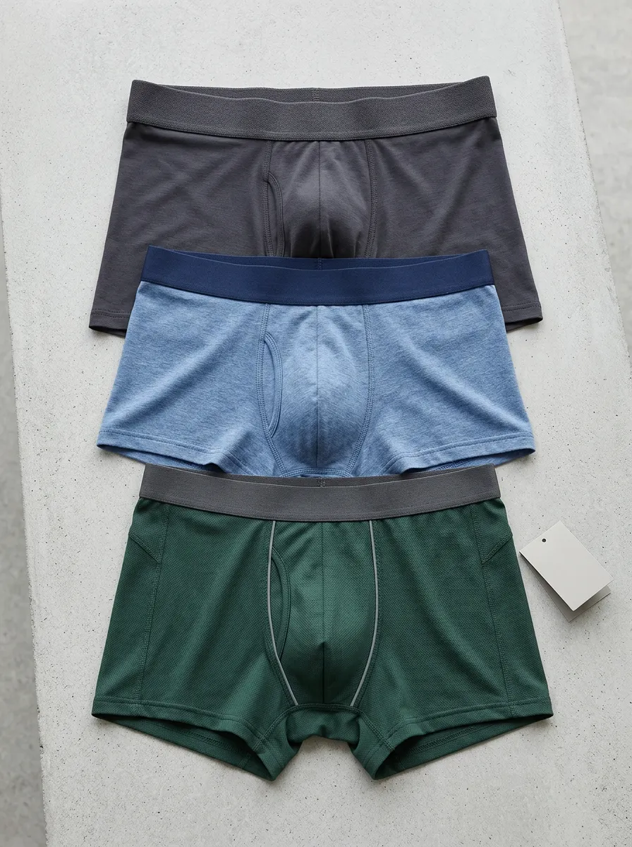Men's Solid Color Breathable Mesh Boxer Briefs Set