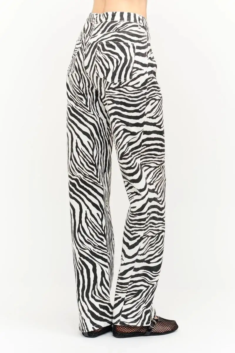 Zebra Print Wide Leg Jeans