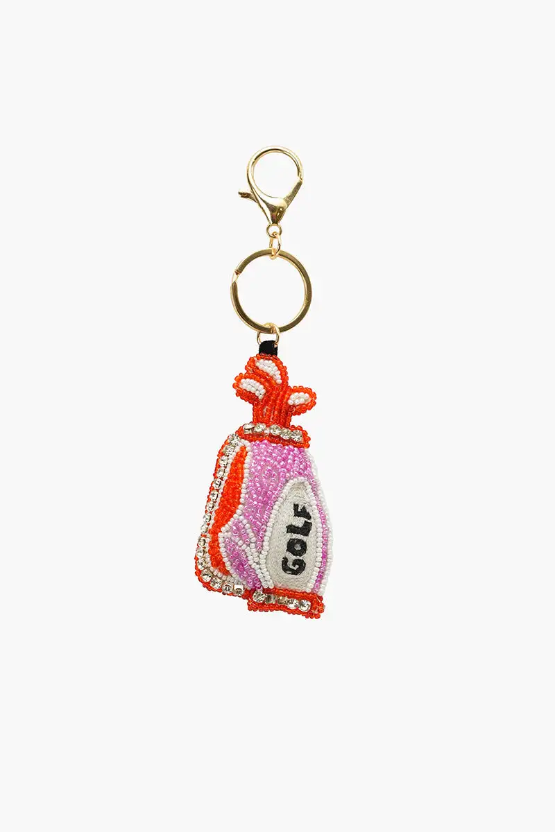 Golf Player Beaded Bag Charm