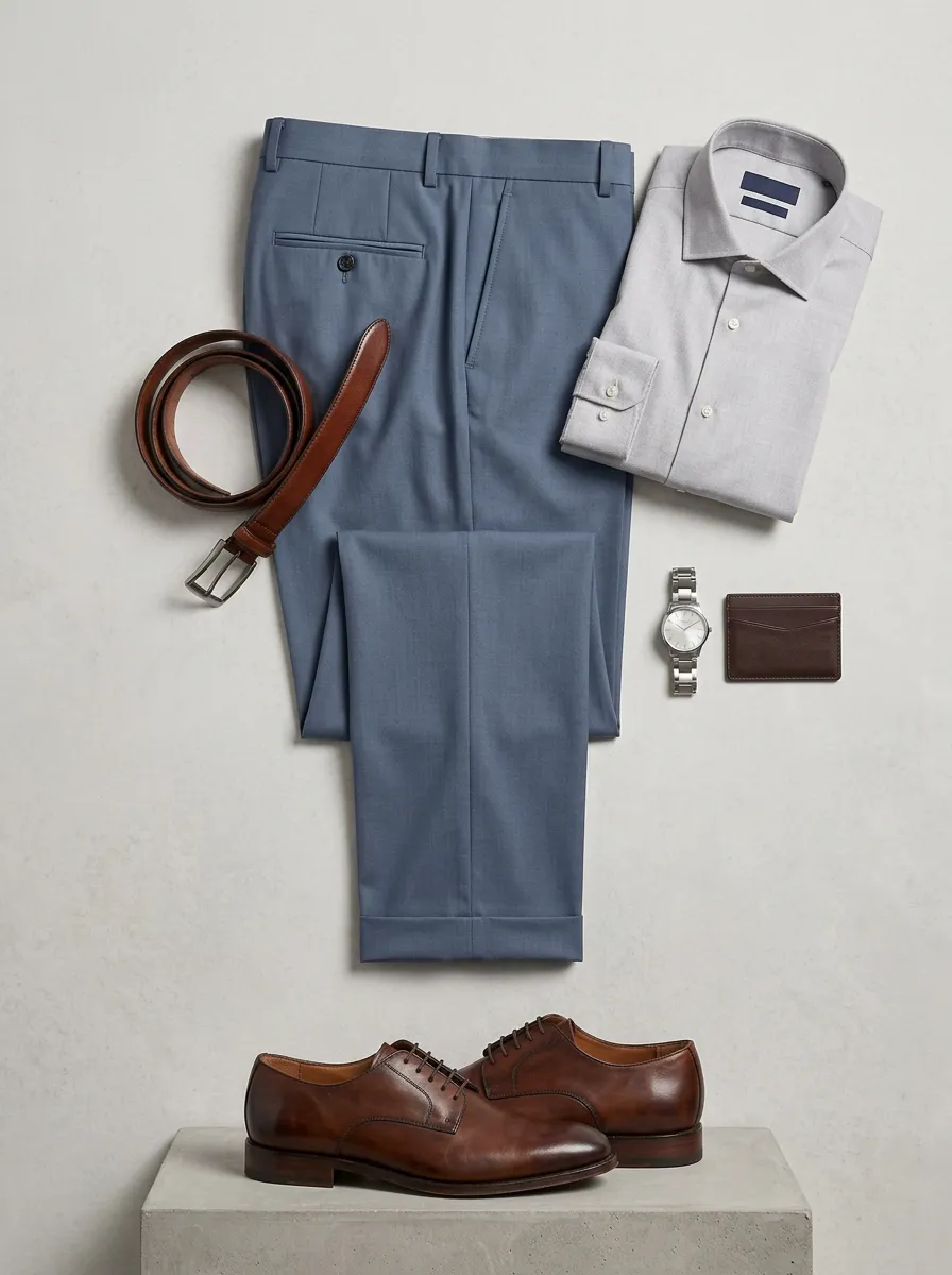 Regular-Fit Straight-Leg Men's Tailored Suit Trousers