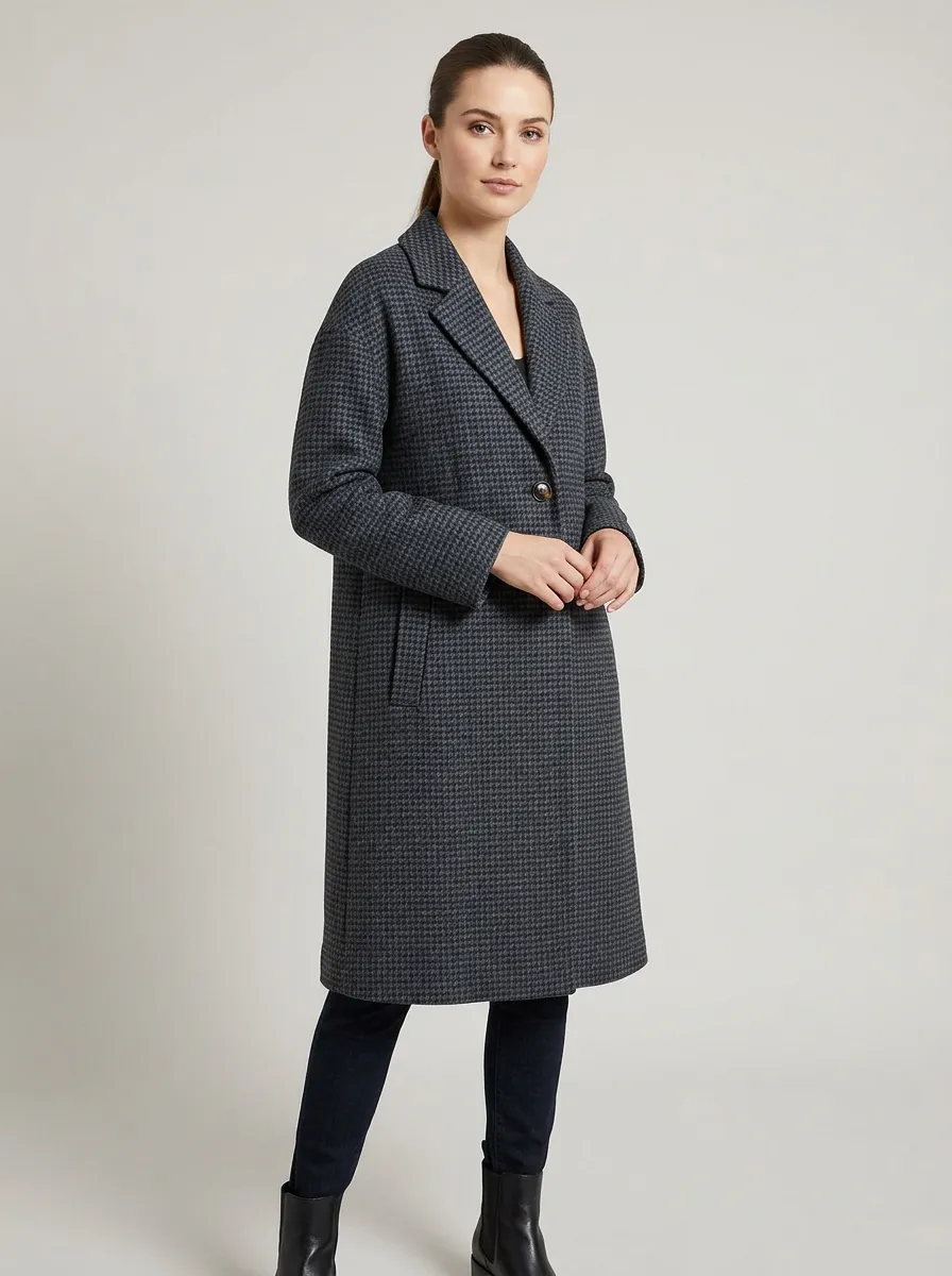 Women's Classic Houndstooth Pattern Coat