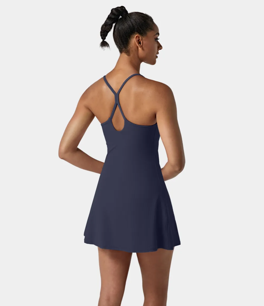 Softlyzero Airy Backless Cut Out 2-in-1 Pocket Cool Touch Mini Activity Dress