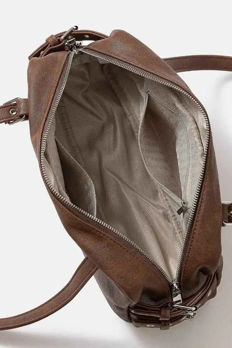 Minimal Grommet Belt Strap Rustic Rectangular Hand Bag