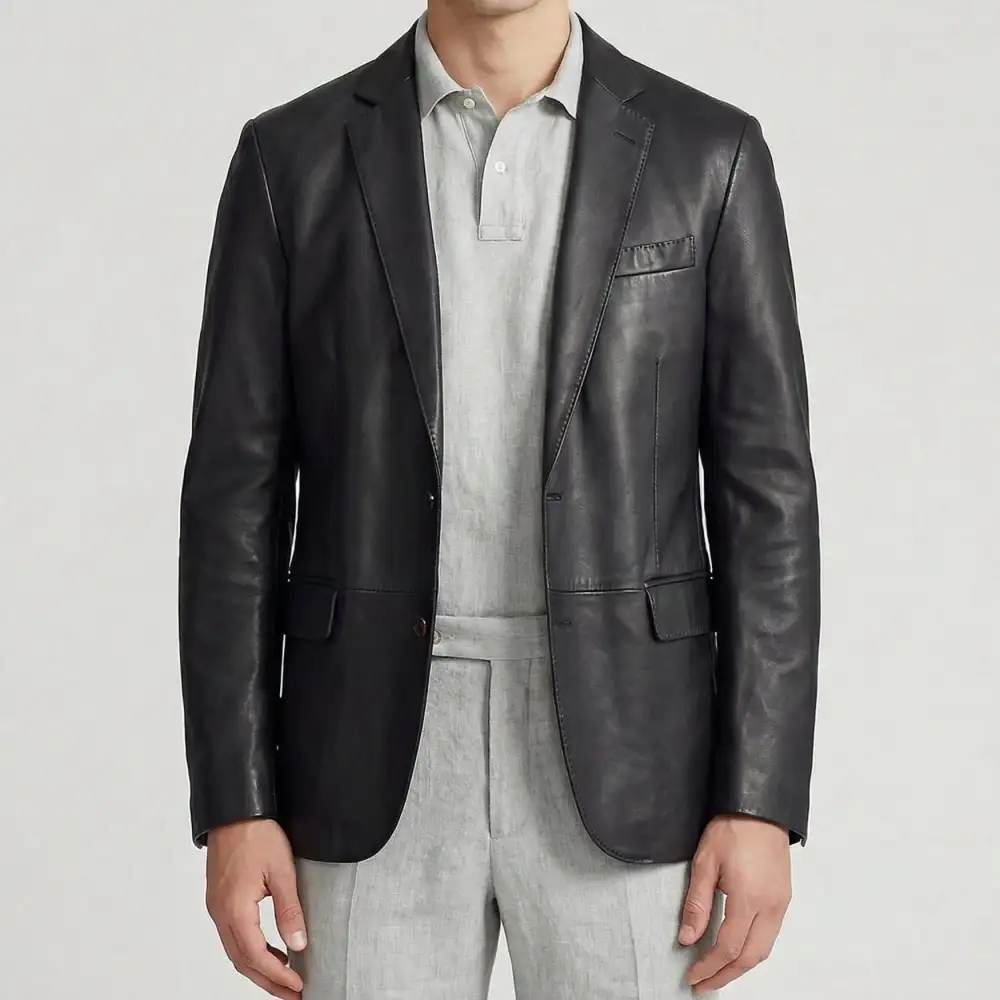 Leather Tailored Blazer Jacket
