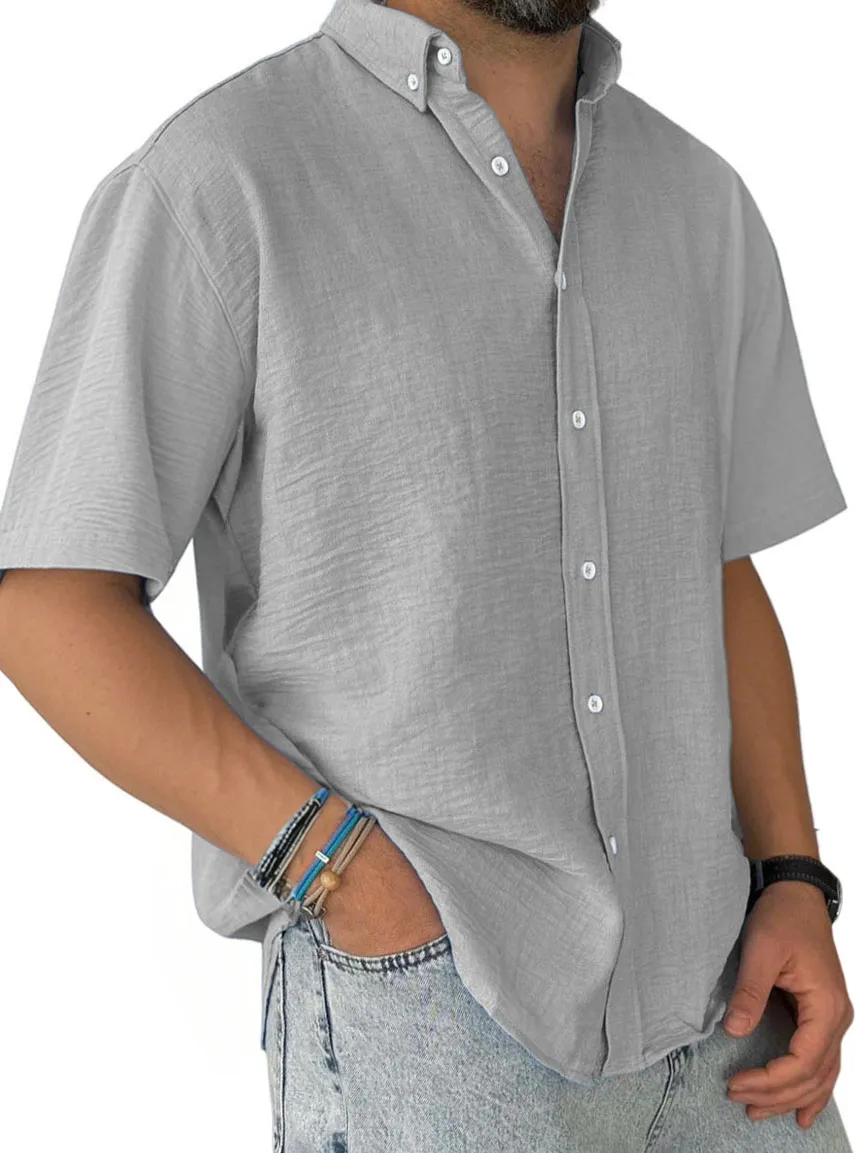 Short Sleeve Pleated Front Shirt
