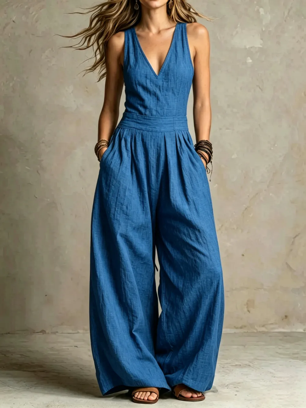 Casual Button Front Jumpsuit