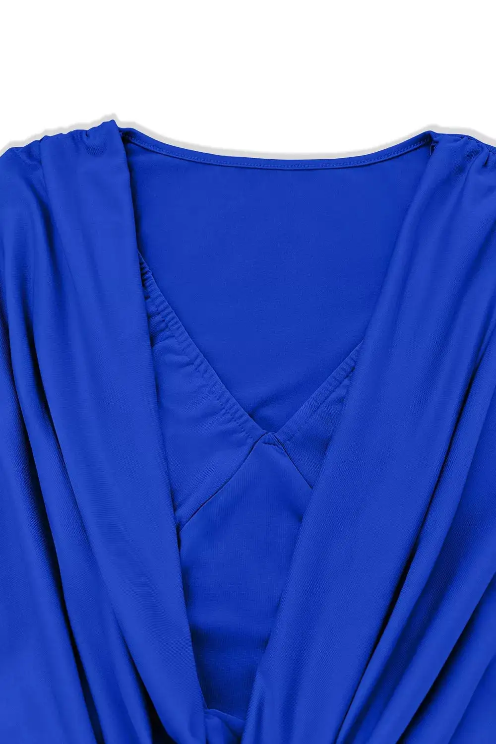 Ruched Cowl Neck Long Sleeve Mini Dress