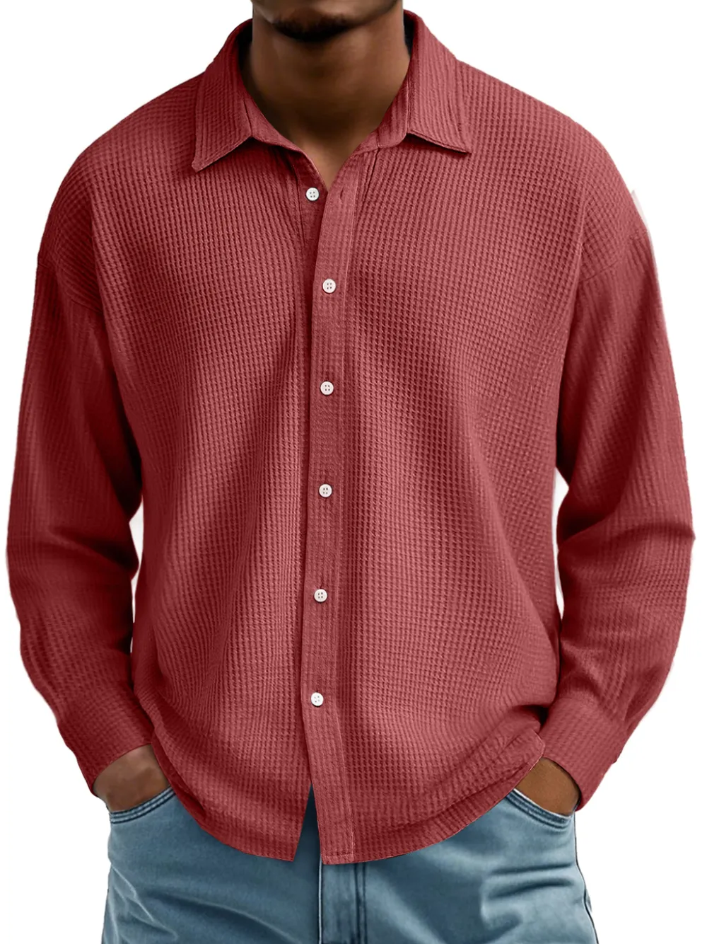 Textured Knit Camp Collar Shirt