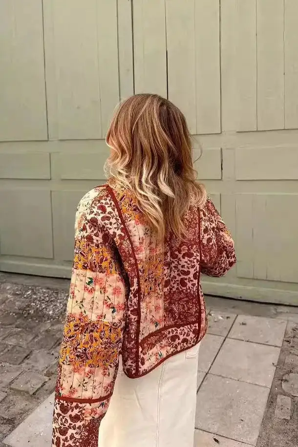 Classic Printed Quilted Relaxed Cardigan