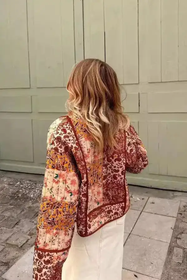 Classic Printed Quilted Relaxed Cardigan