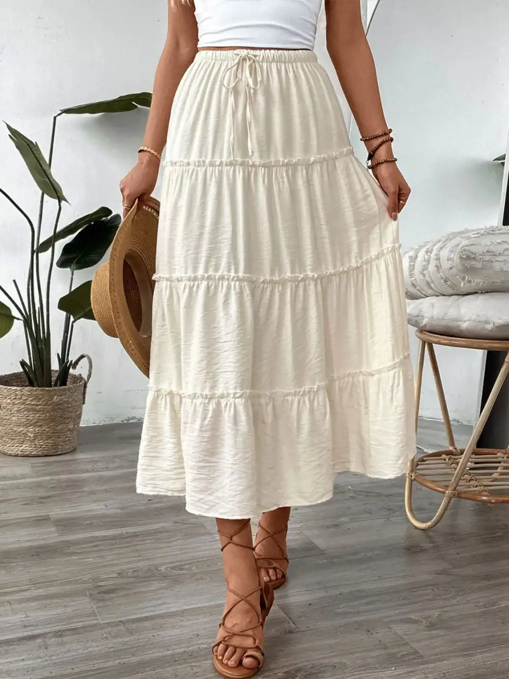 Tiered Drawstring Skirt