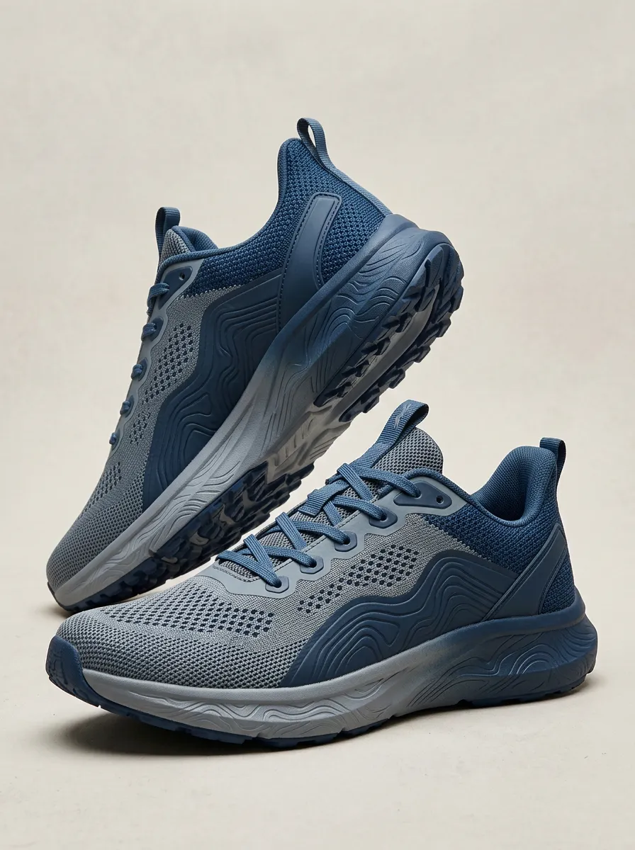 Men's Wavy Pattern Printed Running Sneakers
