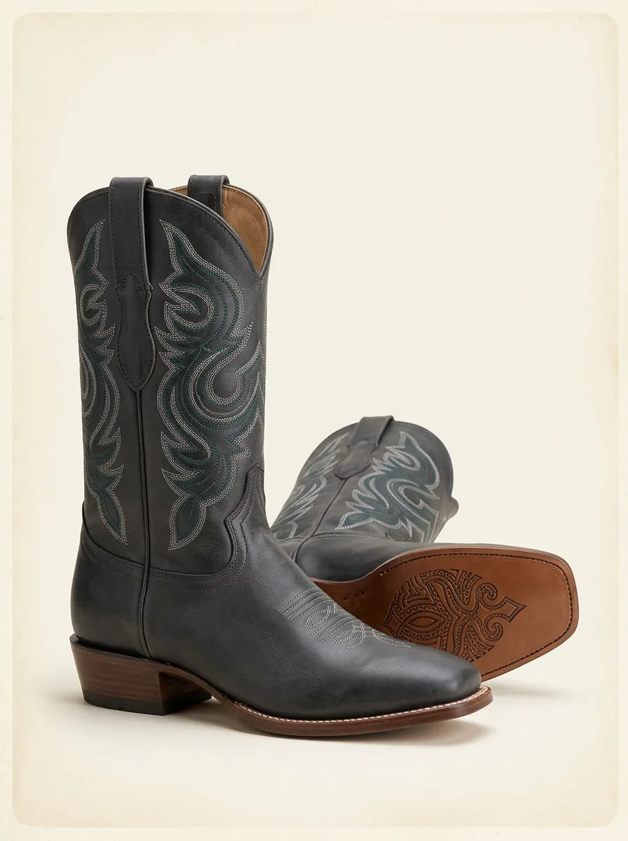 Men's Western Cowboy Stitching Embroidered Western Boots