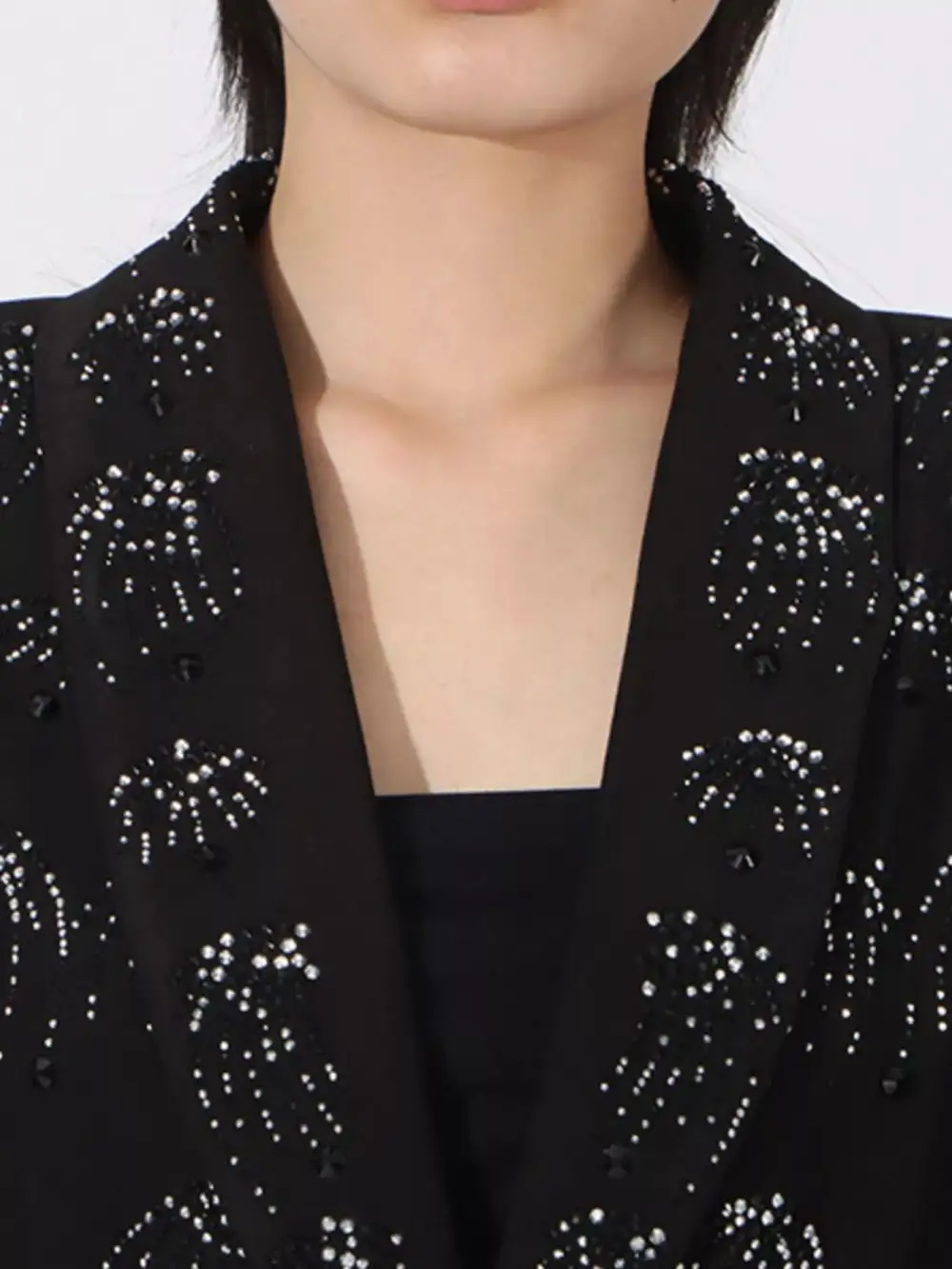 Single-Button Button-Down Long-Sleeve Blazer