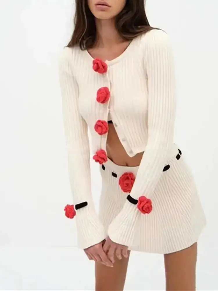 Long Sleeve D Flower Cardigan