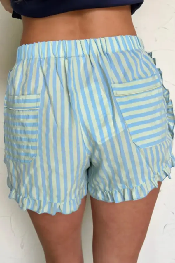 Striped Elastic Waist Shorts