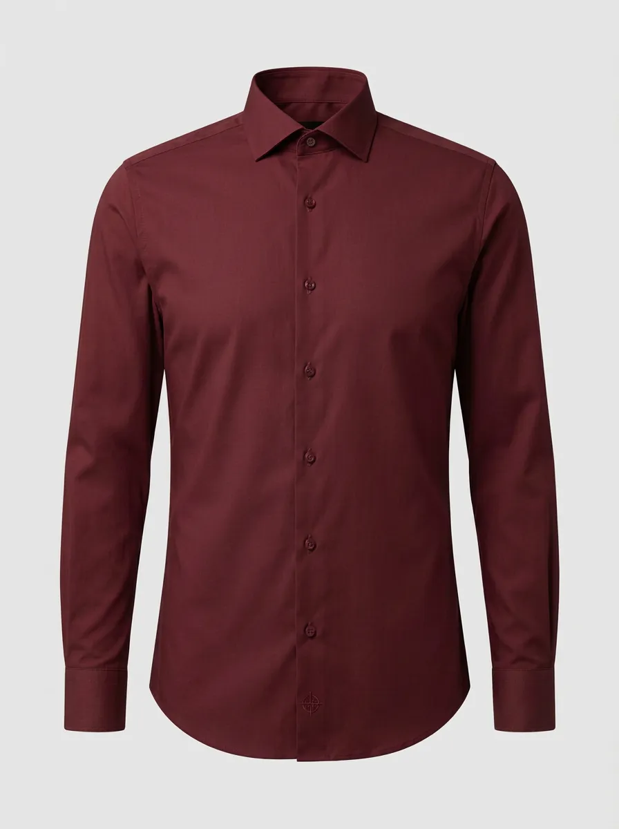Men's Non-Iron Cotton Gray Minimalist Embroidered Shirt