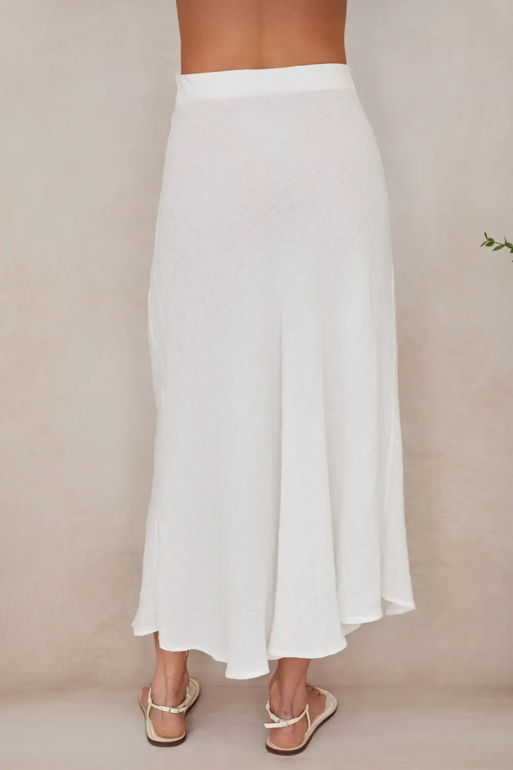 Linen Crinkle Midi Skirt