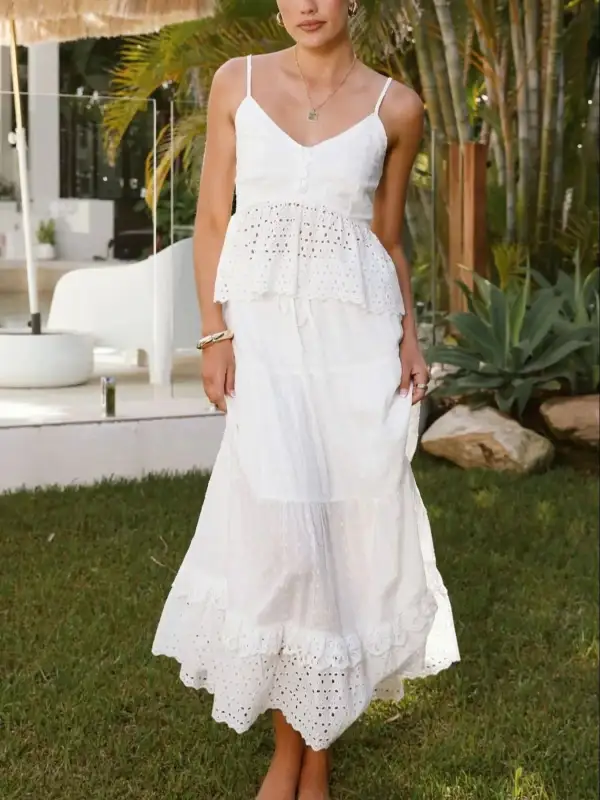 V Neck Lace Coordinated Set
