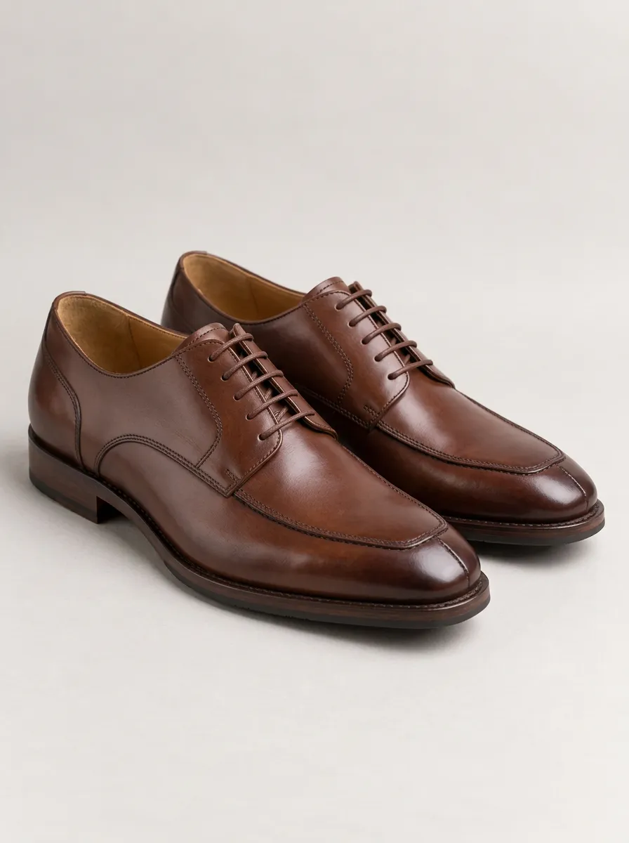 Men's Brown Lace Up Dress Shoes with Leather and Lace Up