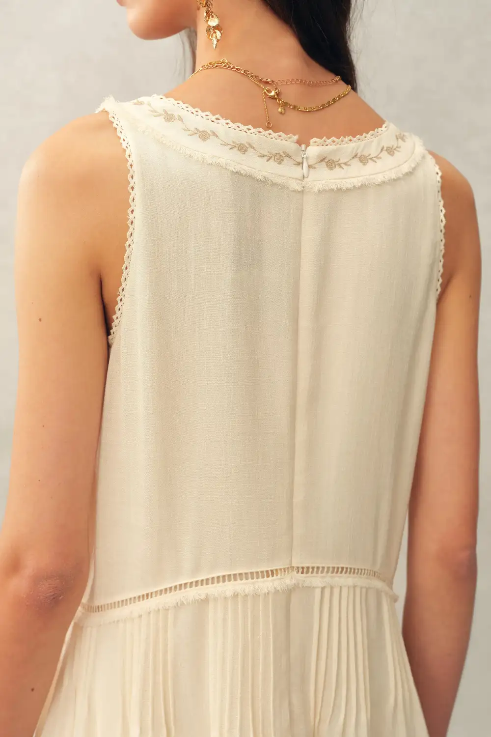 Sleeveless Lace Embroidered Floral Acetate Blend Mini Dress