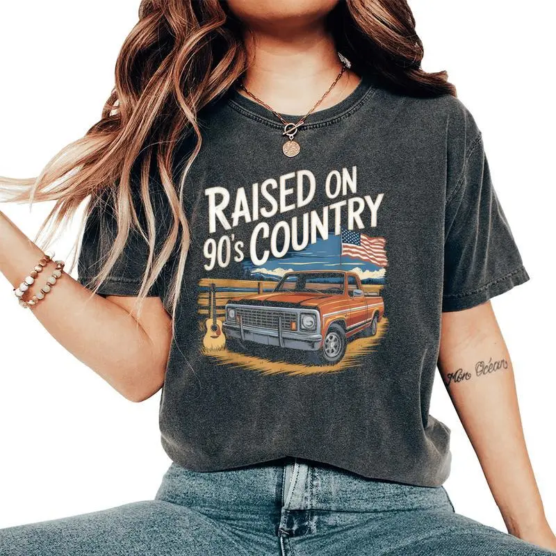 Raised On 90S Country Music Cowgirl Cowboy Women's Oversized Comfort T-Shirt