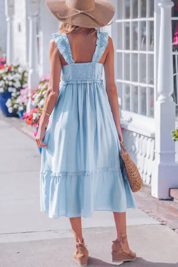 Ruffle Sleeveless High Waist Maxi Dress