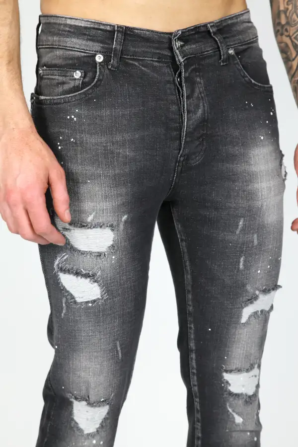 Modern Paint Detail Smart Fit Distressed Ripped Jeans