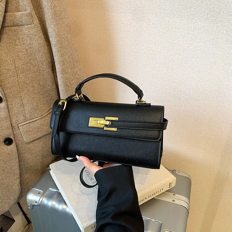Minimal Compact Faux Leather Square Crossbody Bag