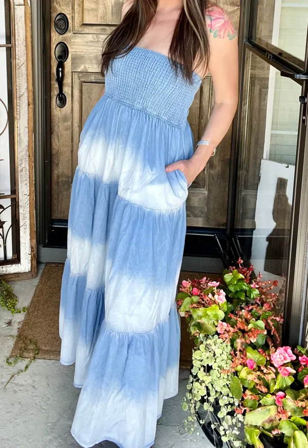 Denim Tube Maxi Dress